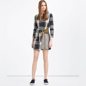 Zara Faux Wrap Plaid 100% Cotton Shirtdress